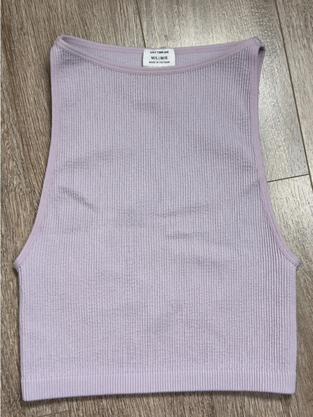 Cotton On Lavender Ribbed High-Neck Crop Tank